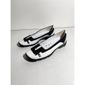 Walter Genuin linea Stretch EUC White/Black Kiltie Leather Golf Shoe 7